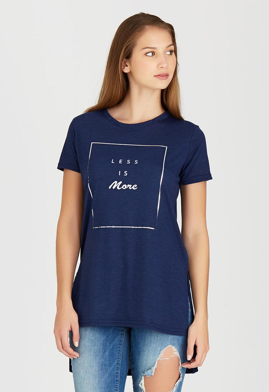 c(inch) - High-low T-shirt Navy