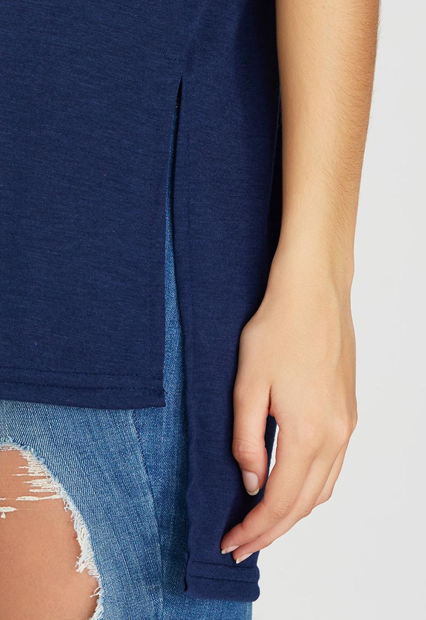 c(inch) - High-low T-shirt Navy