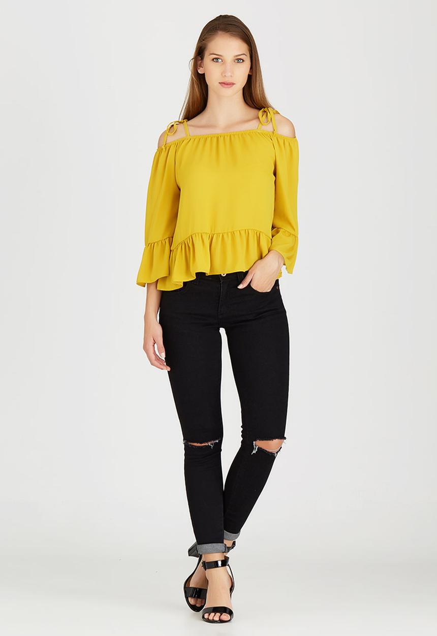c(inch) - Cold Shoulder Blouse Yellow