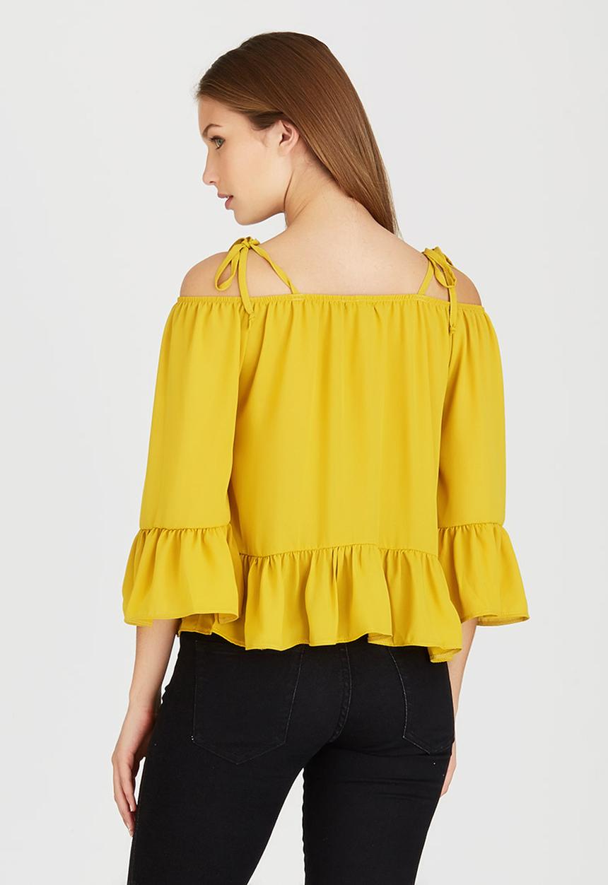 c(inch) - Cold Shoulder Blouse Yellow