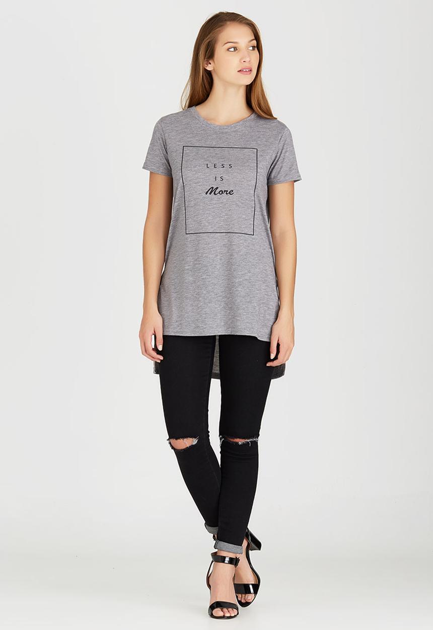 c(inch) - High-low T-shirt Pale Grey