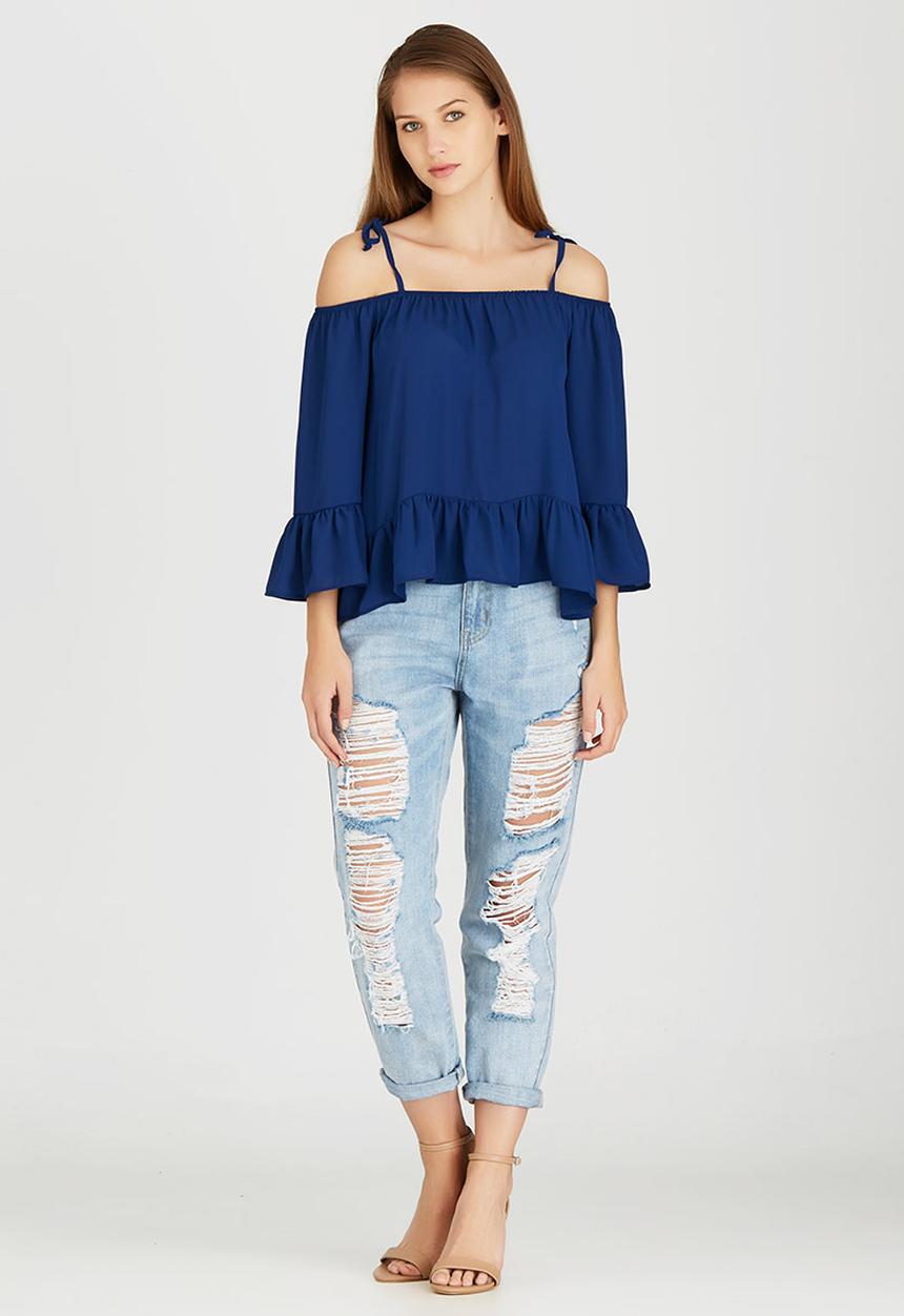 c(inch) - Cold Shoulder Blouse Navy
