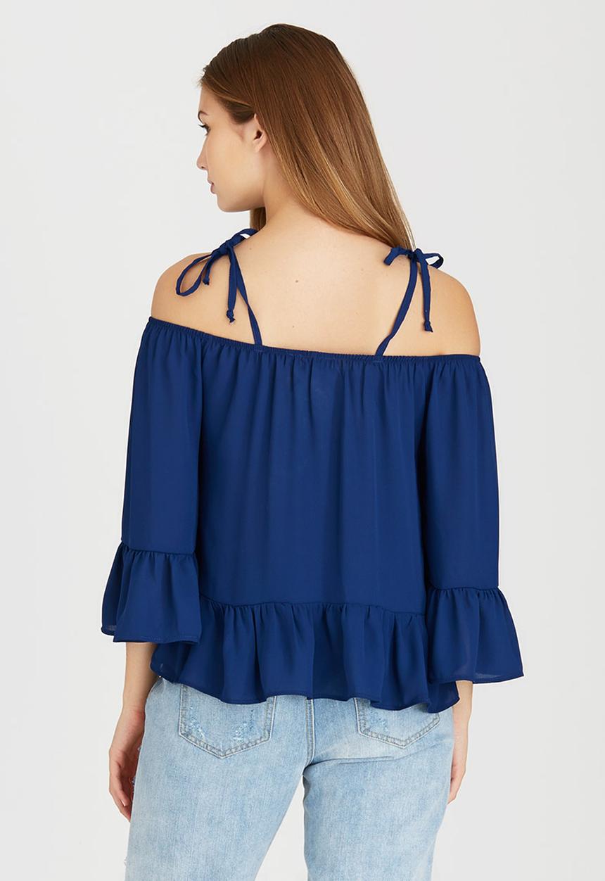 c(inch) - Cold Shoulder Blouse Navy