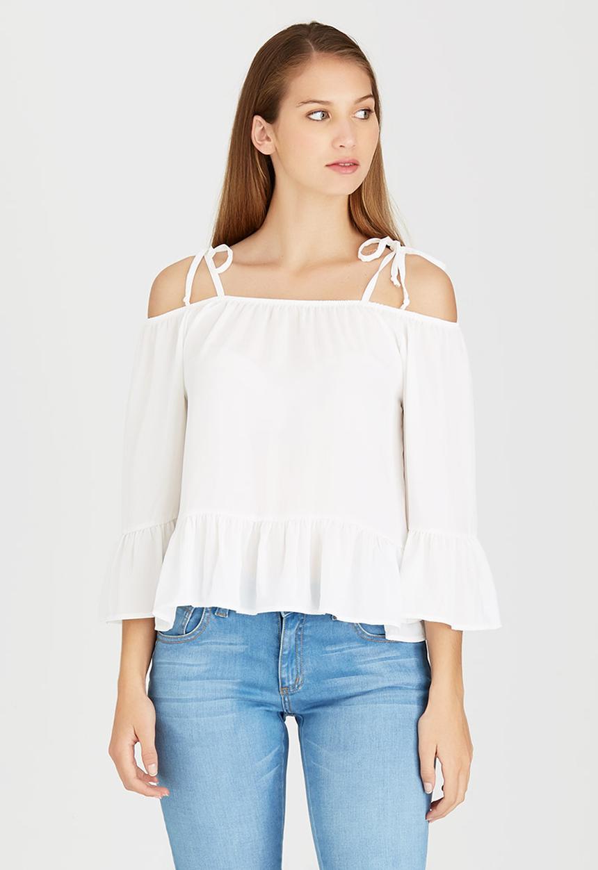 c(inch) - Cold Shoulder Blouse White