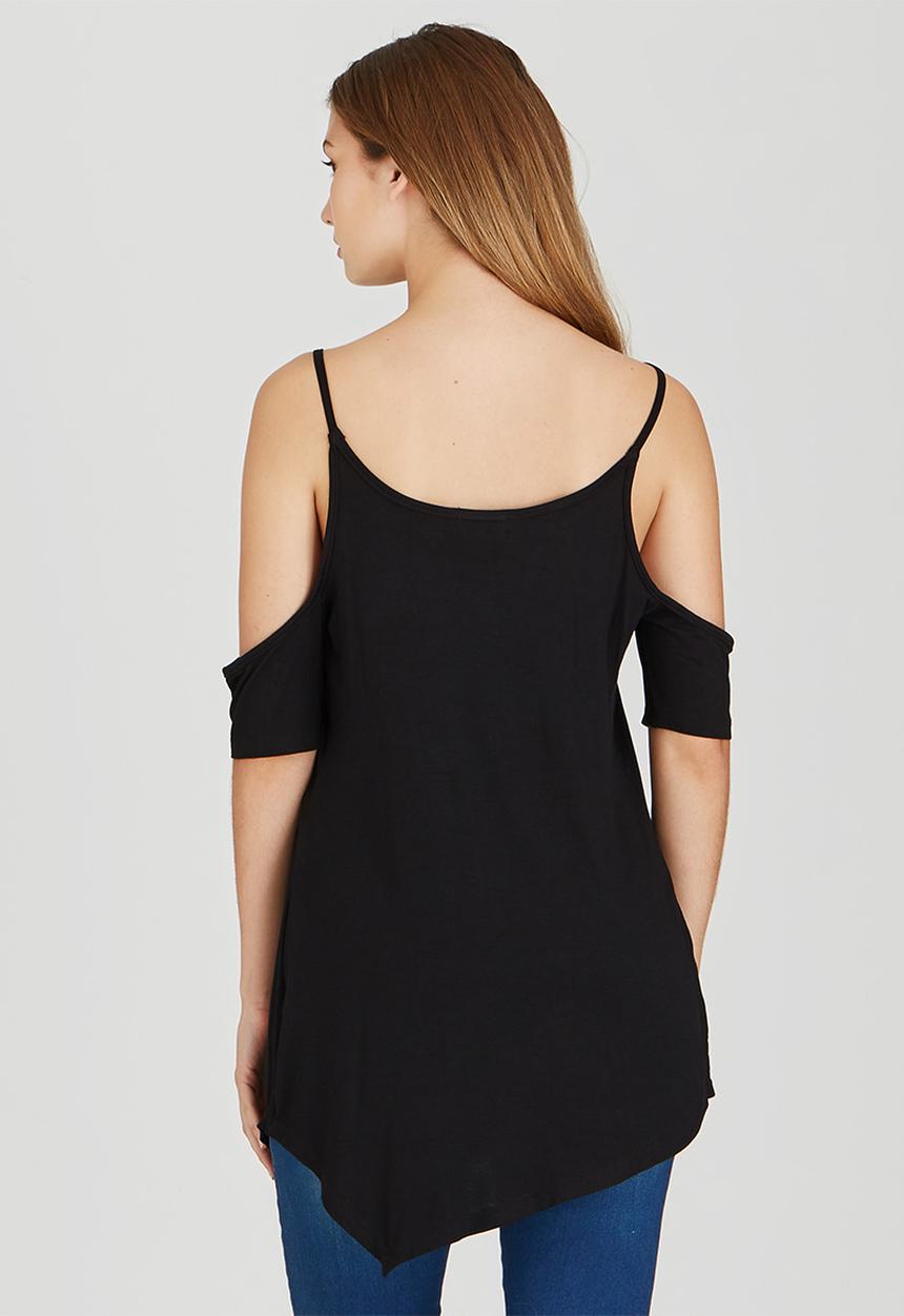 STYLE REPUBLIC - Cold Shoulder Tunic Black