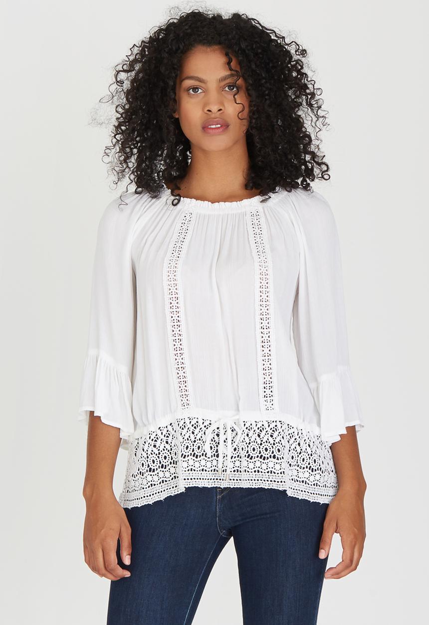 cath.nic - Lace Detail Short Sleeve Woven Blouse White