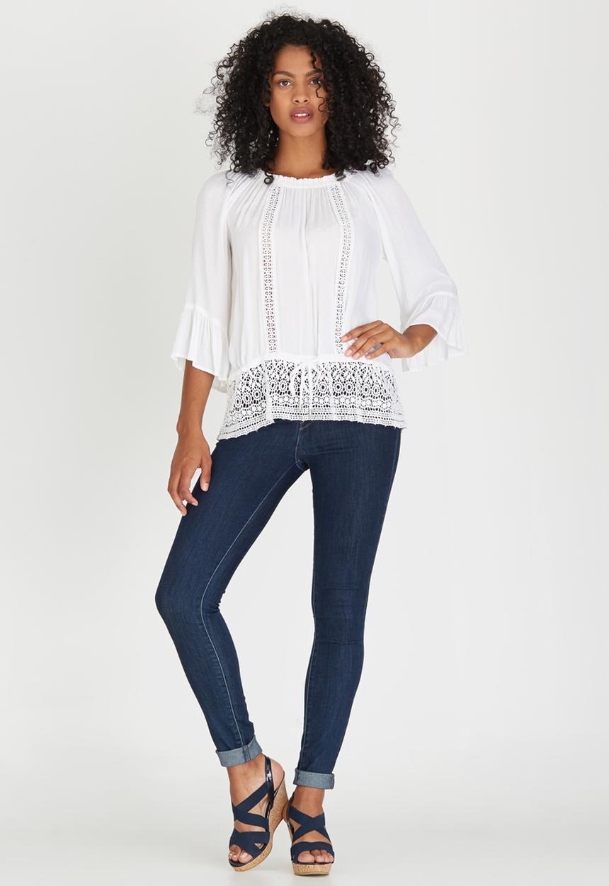 cath.nic - Lace Detail Short Sleeve Woven Blouse White