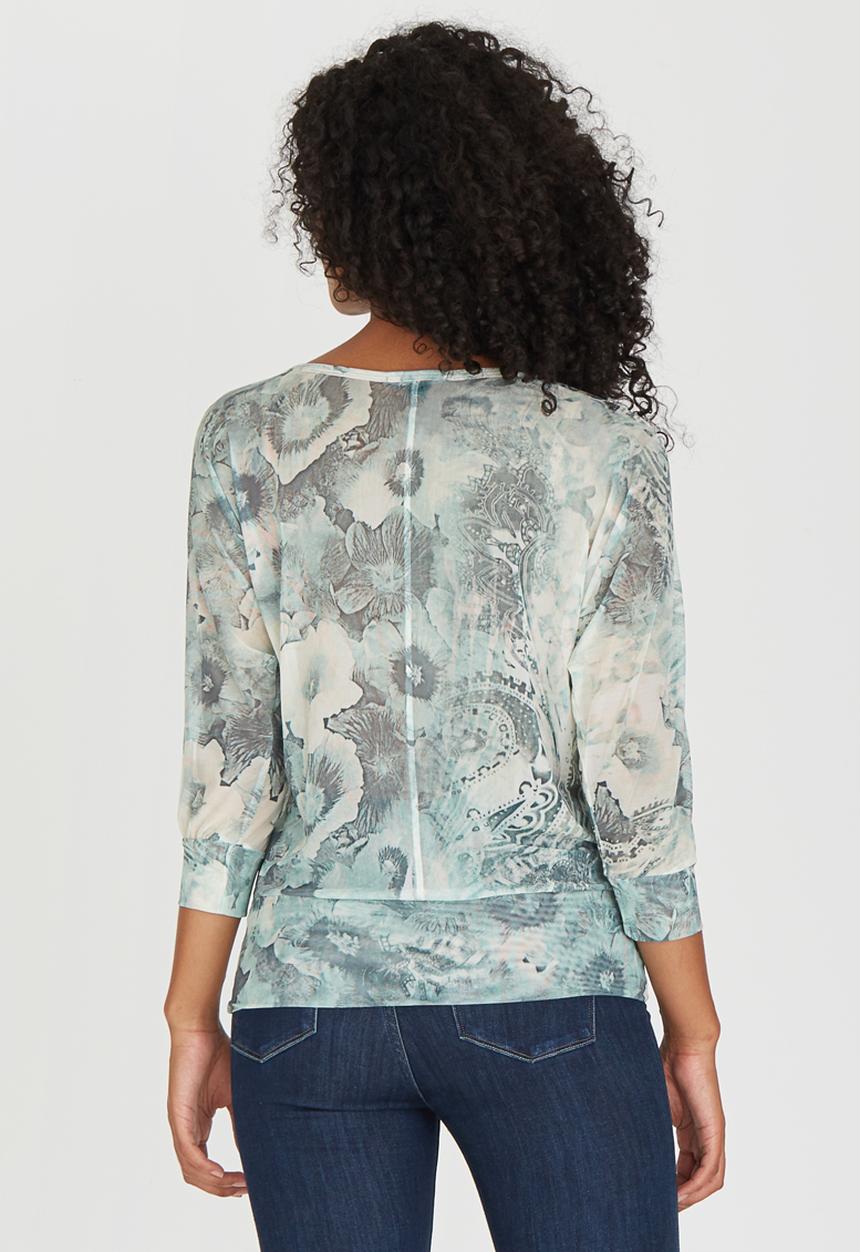 cath.nic - Multicolour Floral Mesh Knit Top Mid Green