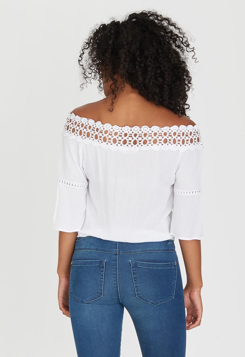 edit - Gypsy Blouse with Crochet Trim White
