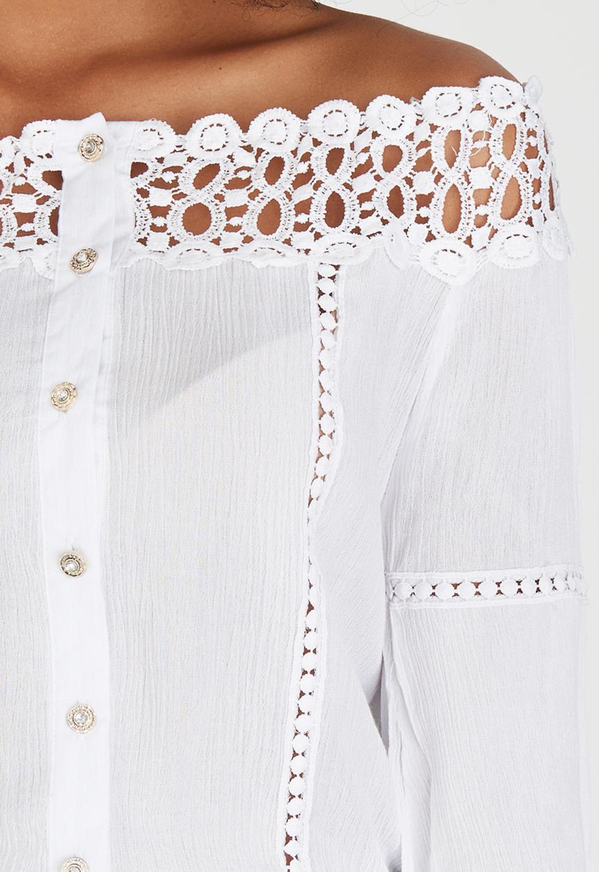 edit - Gypsy Blouse with Crochet Trim White