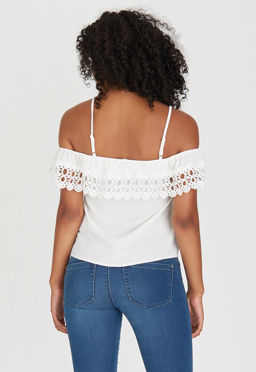 edit - Cami with Crochet Trim White