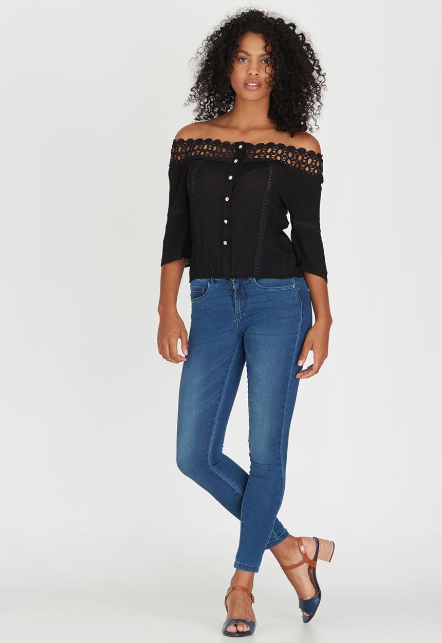 edit - Gypsy Blouse with Crochet Trim Black