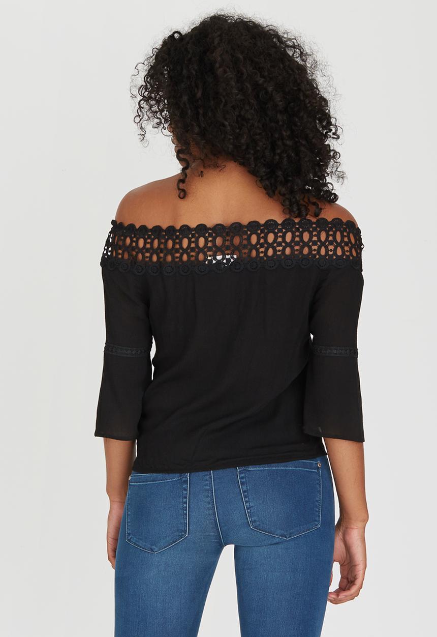 edit - Gypsy Blouse with Crochet Trim Black