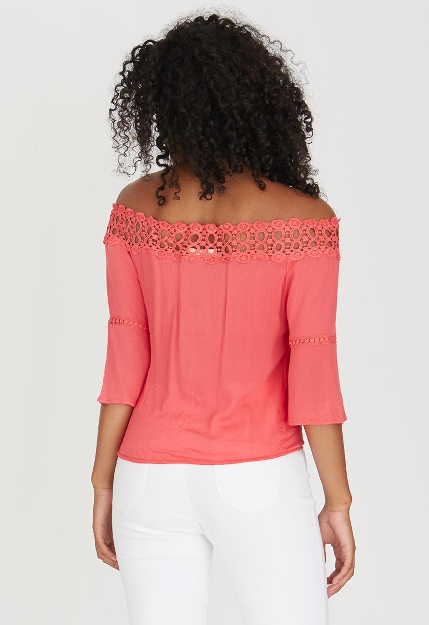 edit - Gypsy Blouse with Crochet Trim Coral