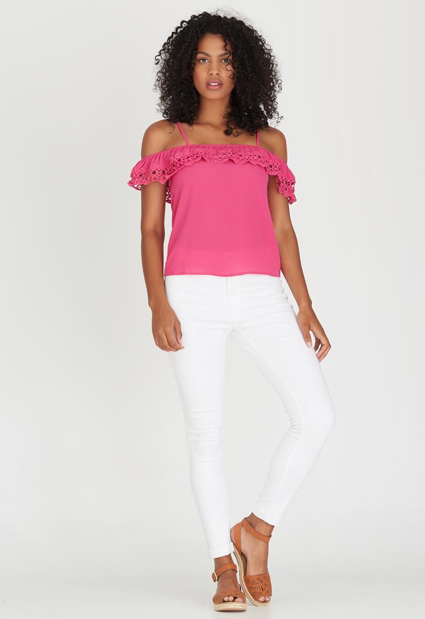 edit - Cami with Crochet Trim Magenta