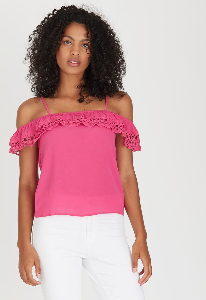 edit - Cami with Crochet Trim Magenta