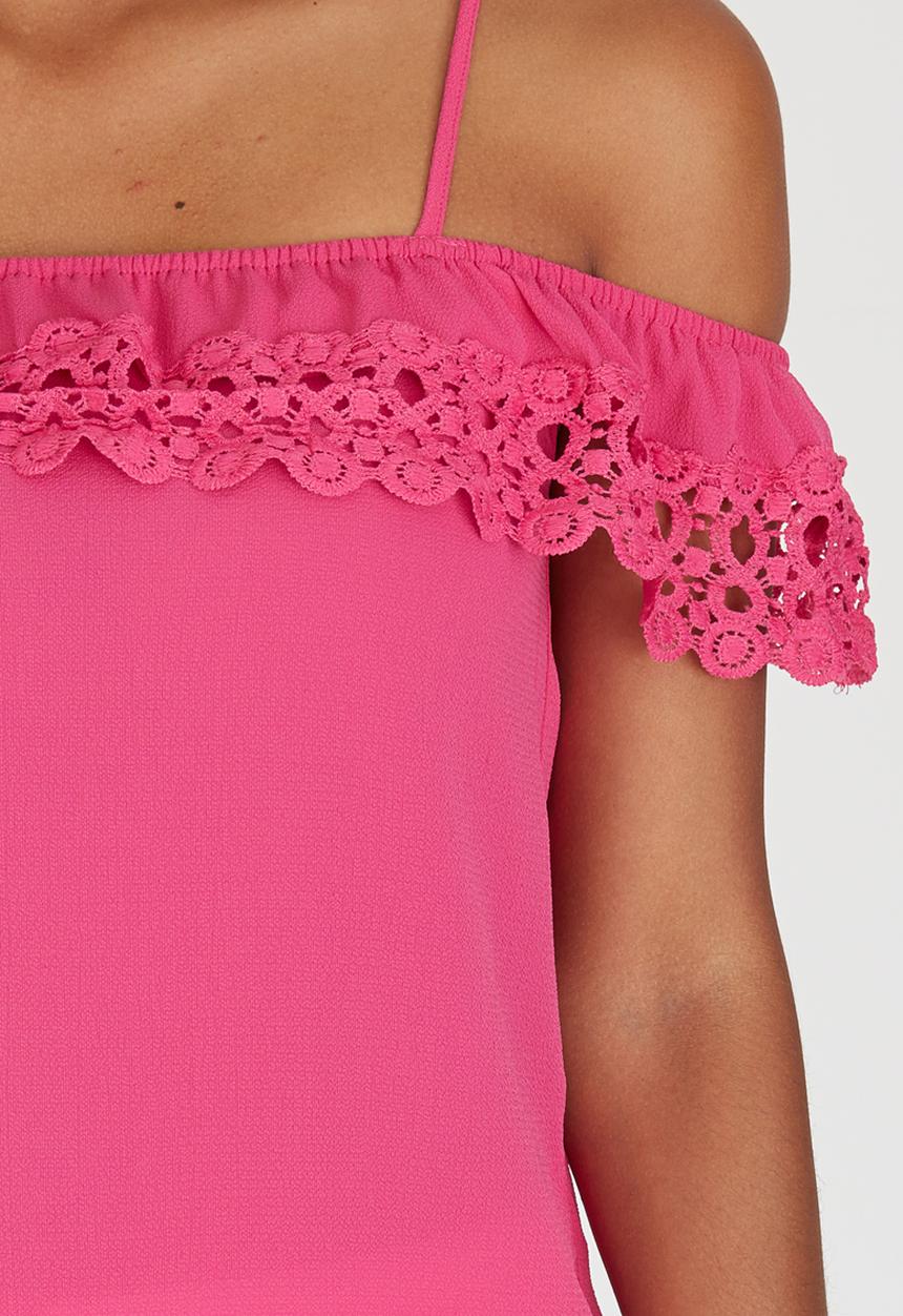 edit - Cami with Crochet Trim Magenta