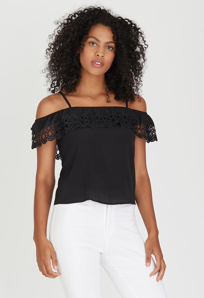 edit - Cami with Crochet Trim Black