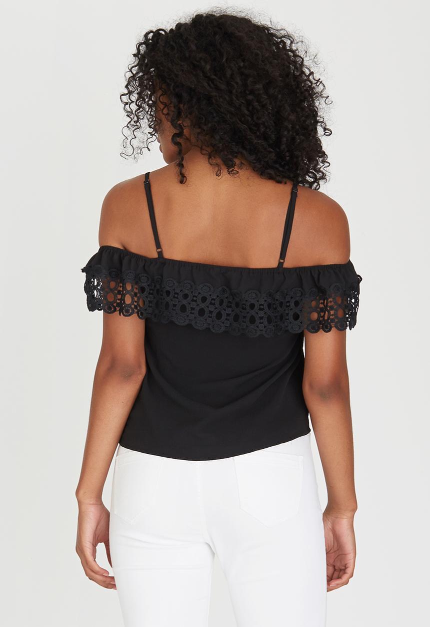 edit - Cami with Crochet Trim Black