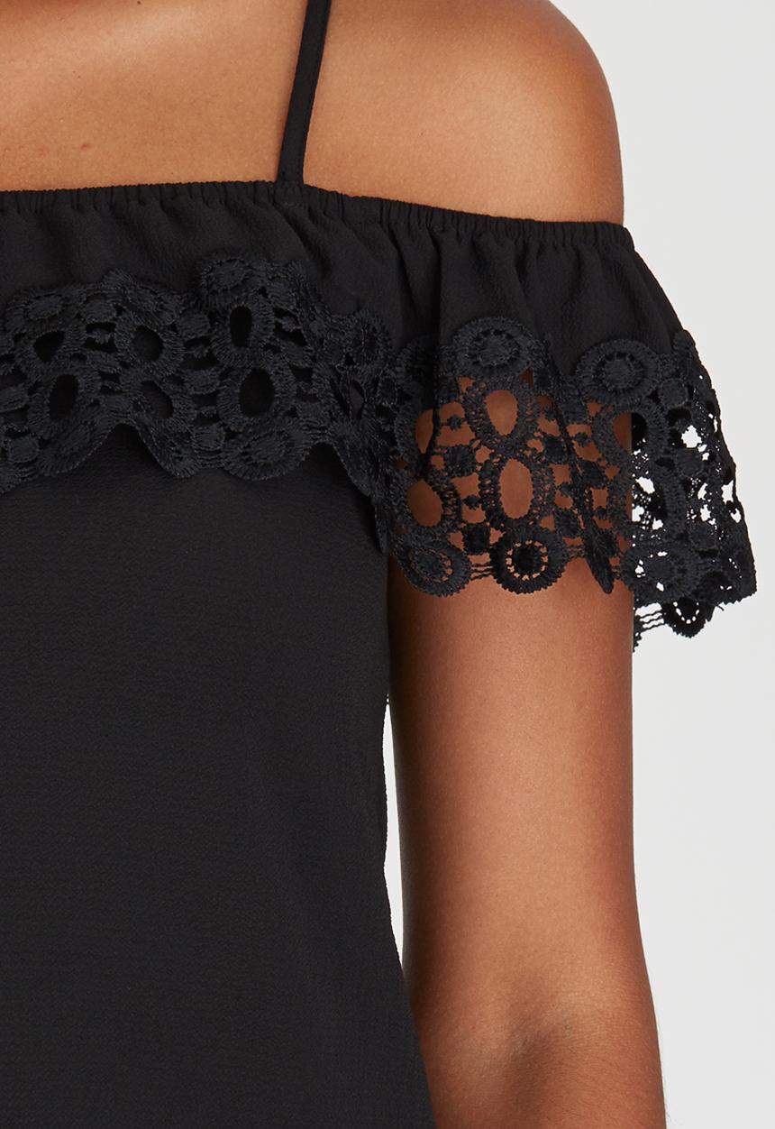 edit - Cami with Crochet Trim Black