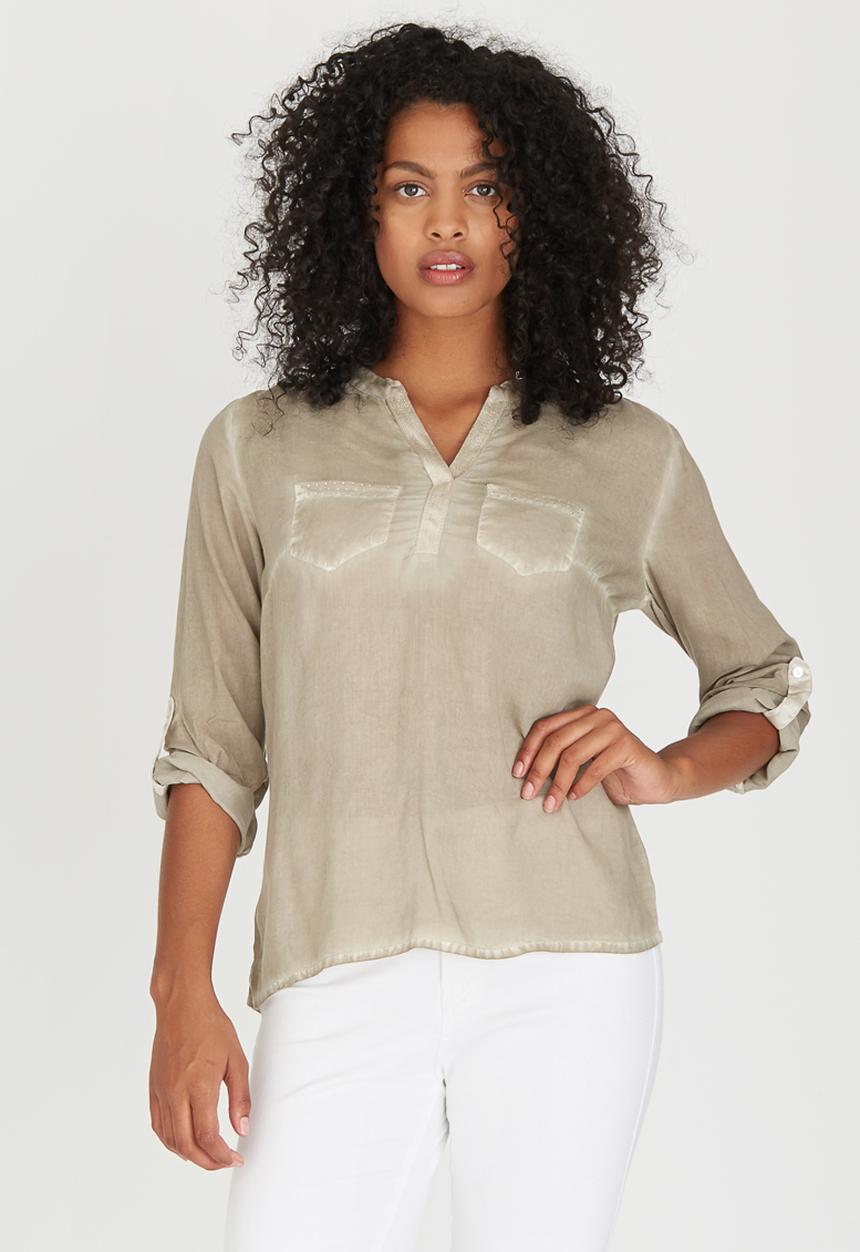 G Couture - Top with Lurex Rhinestone Detail Stone