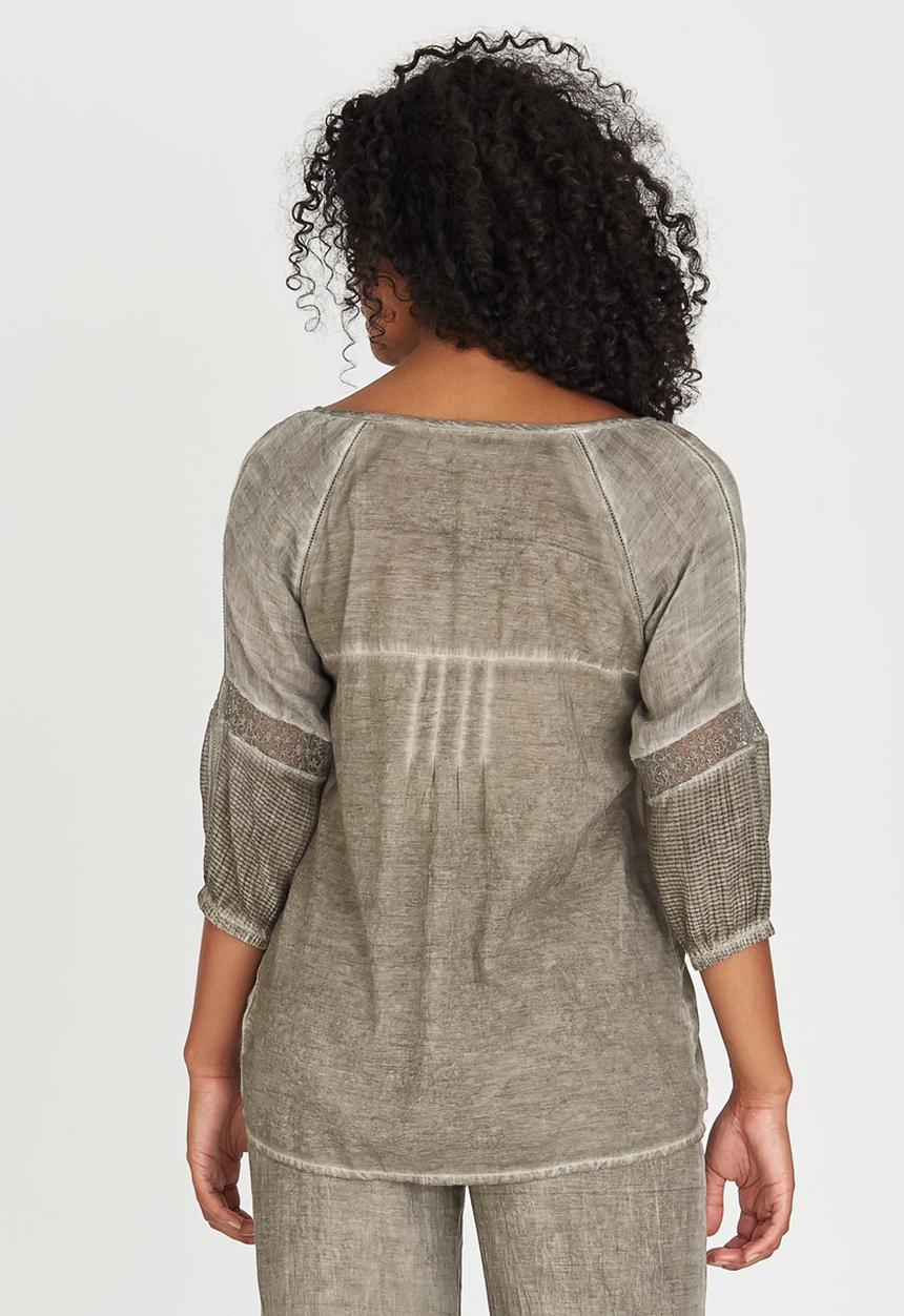G Couture - Pintuck Tassel Top Grey