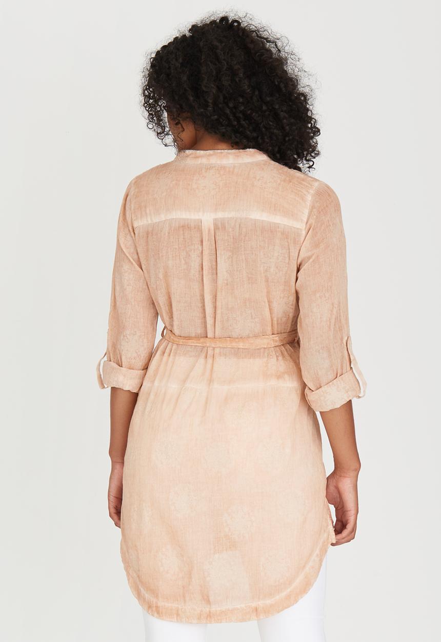 G Couture - Button Down Tunic with Pintucks Coral