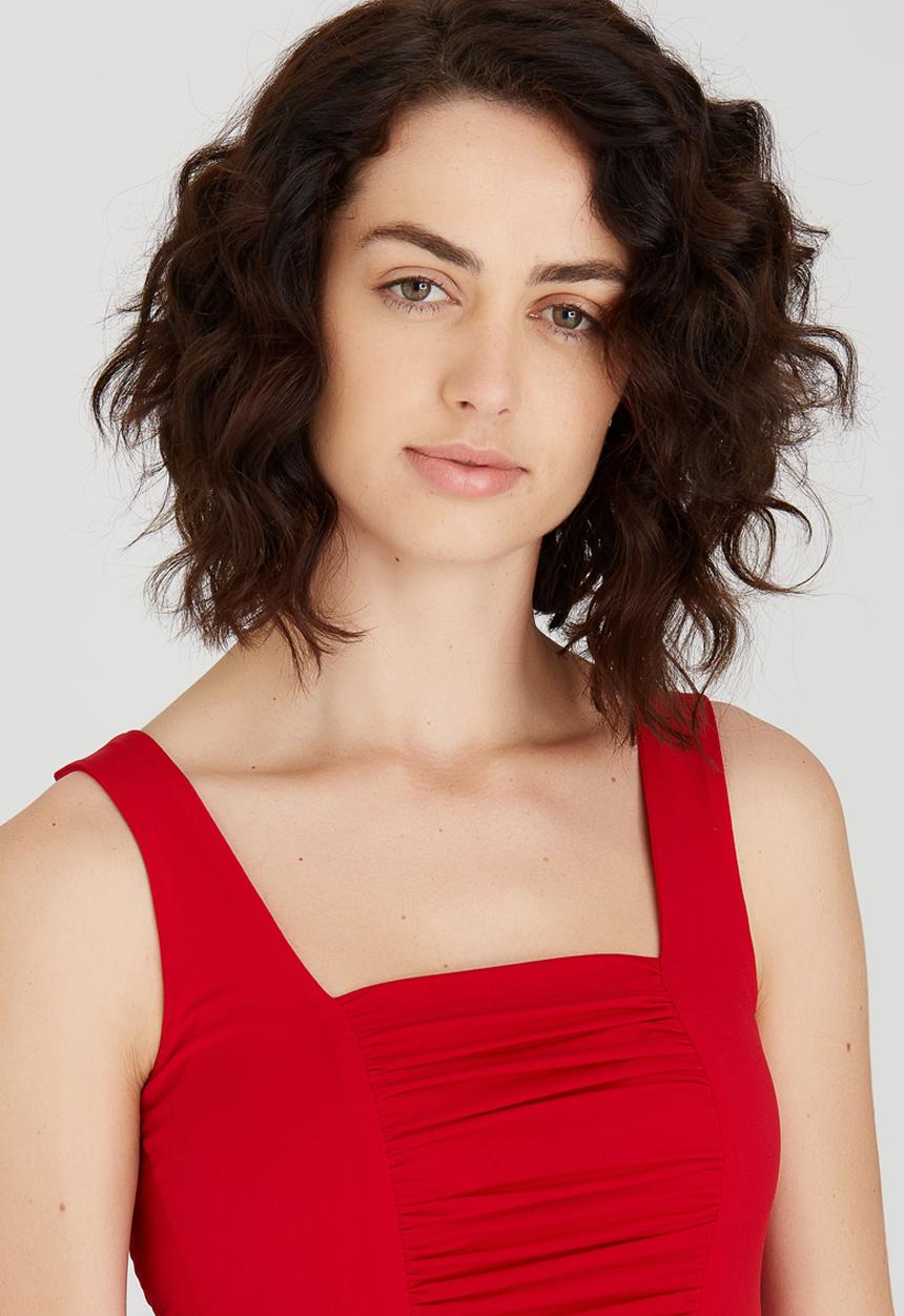STYLE REPUBLIC - Square Neck Bodysuit Red