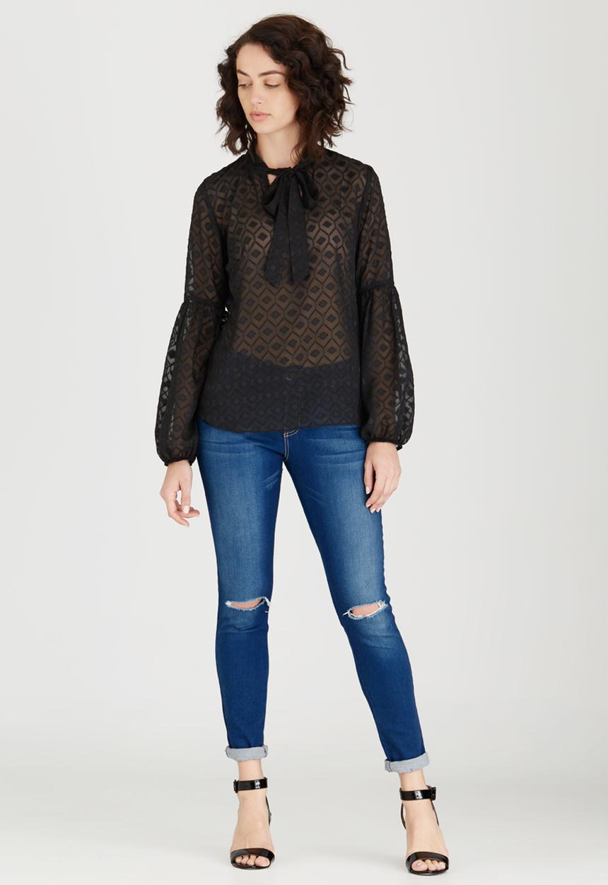 STYLE REPUBLIC - Kitty Bow Blouse Black