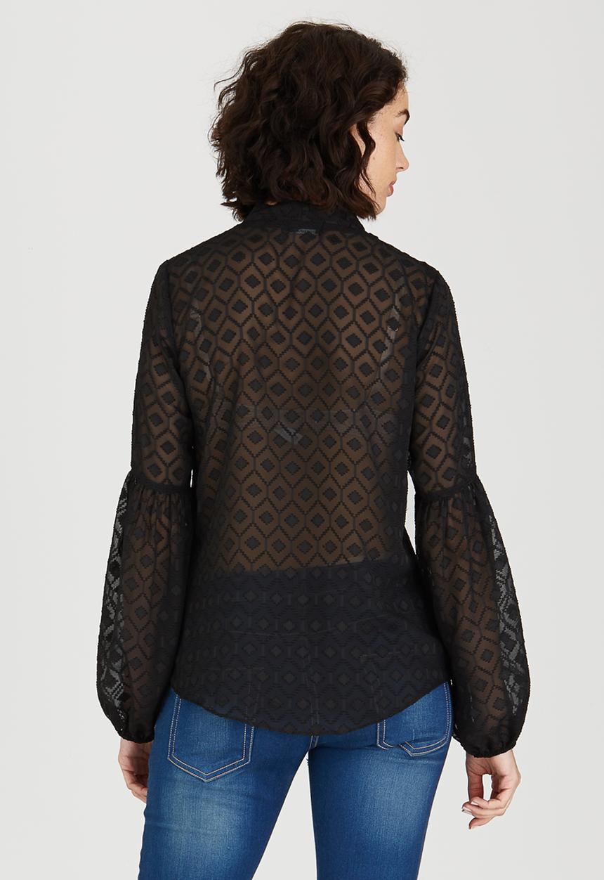STYLE REPUBLIC - Kitty Bow Blouse Black