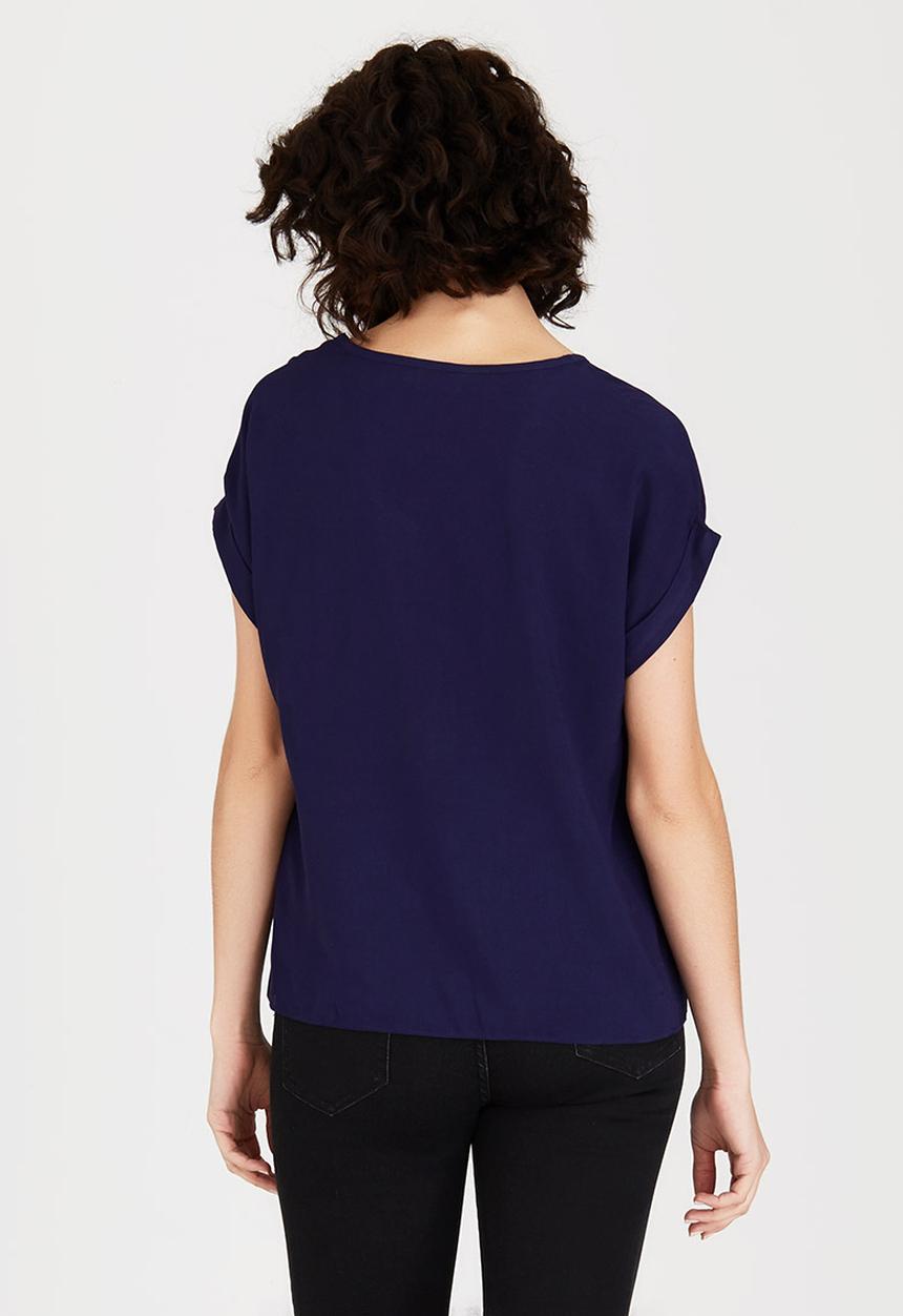 edit - Woven T-shirt with Turn-up Cuffs Navy