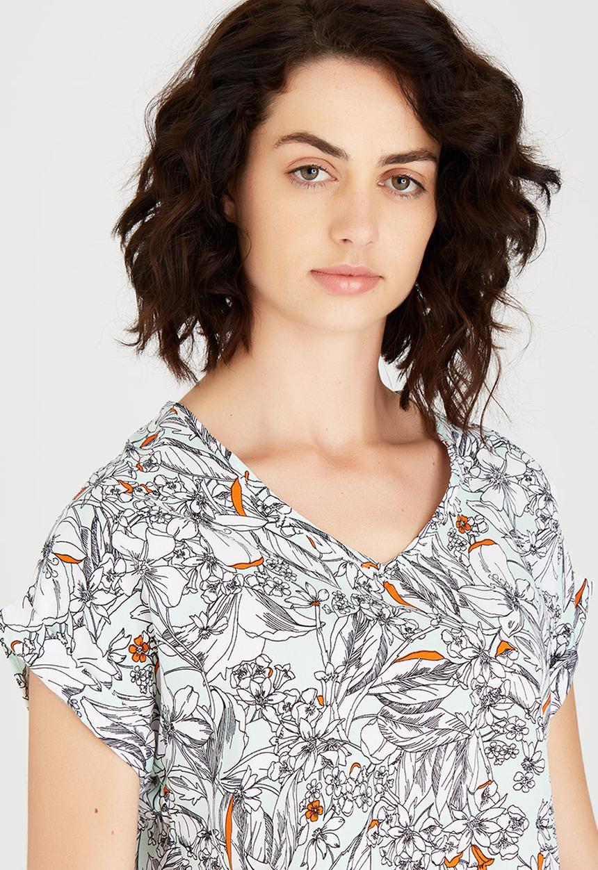 edit - Woven T-shirt with Turn-up Cuffs Multi-colour