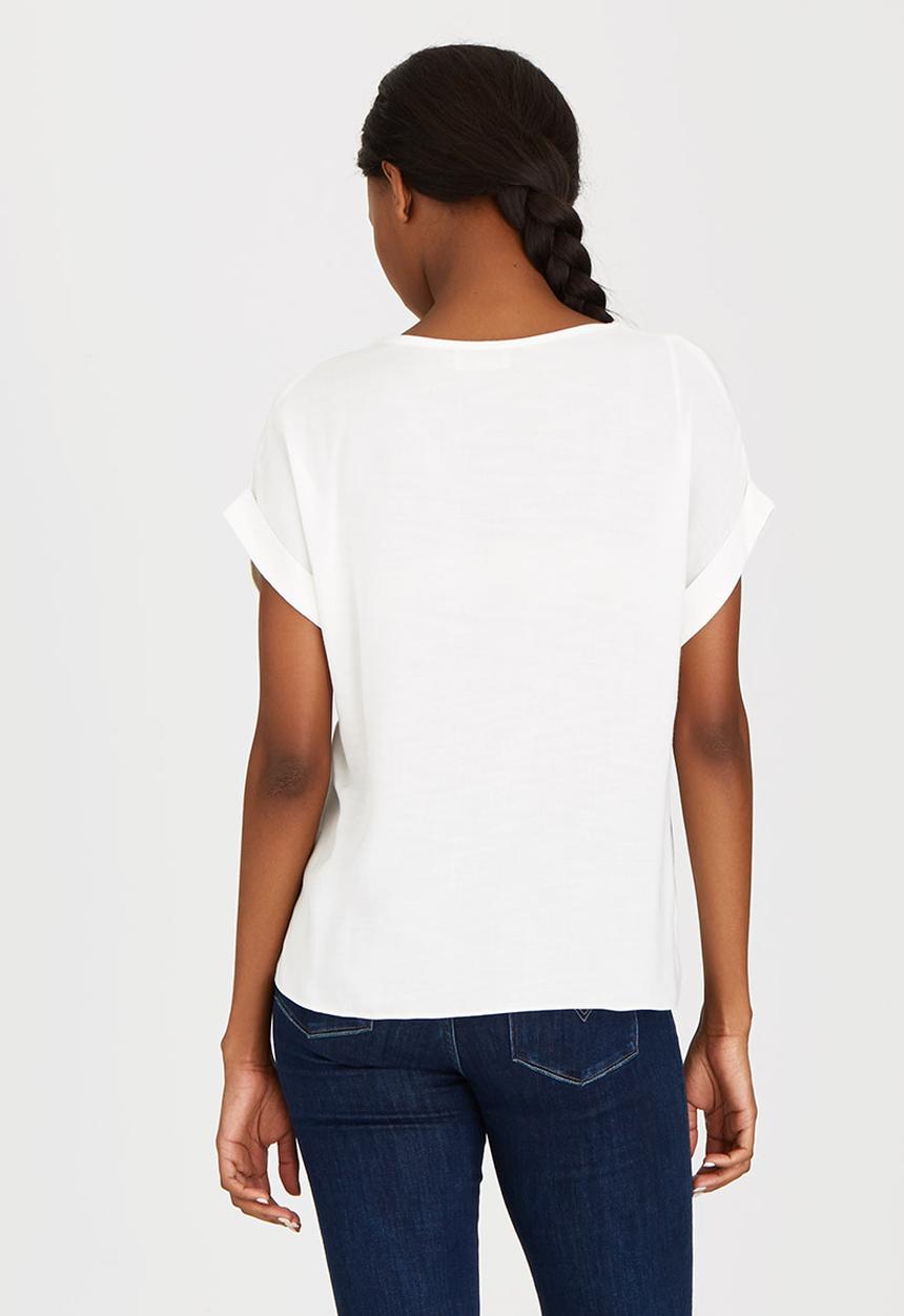 edit - Woven T-shirt with Turn-up Cuffs White