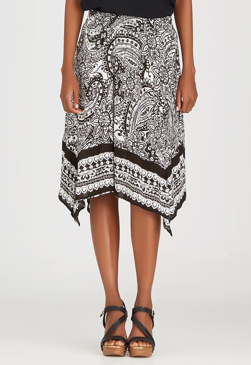 edit - Handkerchief Hem Skirt Black and White