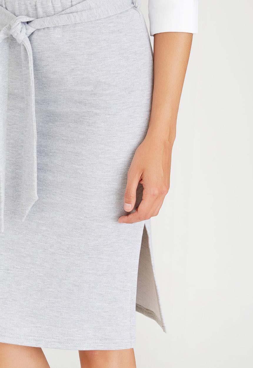 c(inch) - Self-tie Midi Skirt Grey