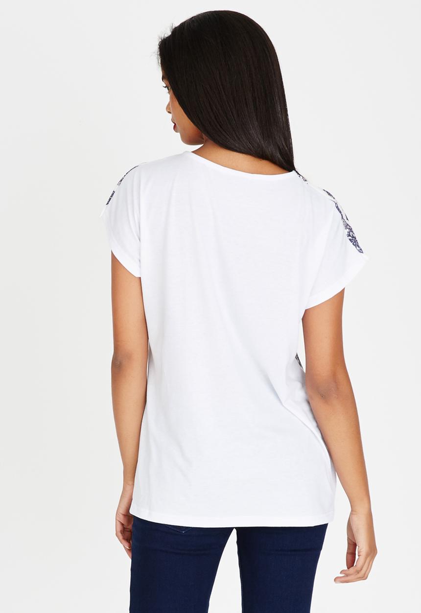 cath.nic - Paisley Leaf Design Short Sleeve Top White