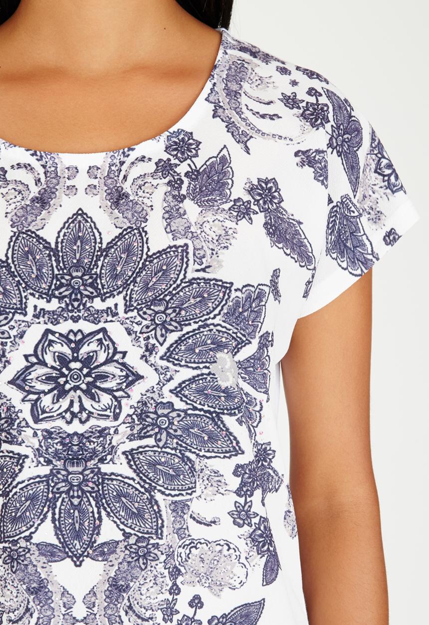 cath.nic - Paisley Leaf Design Short Sleeve Top White