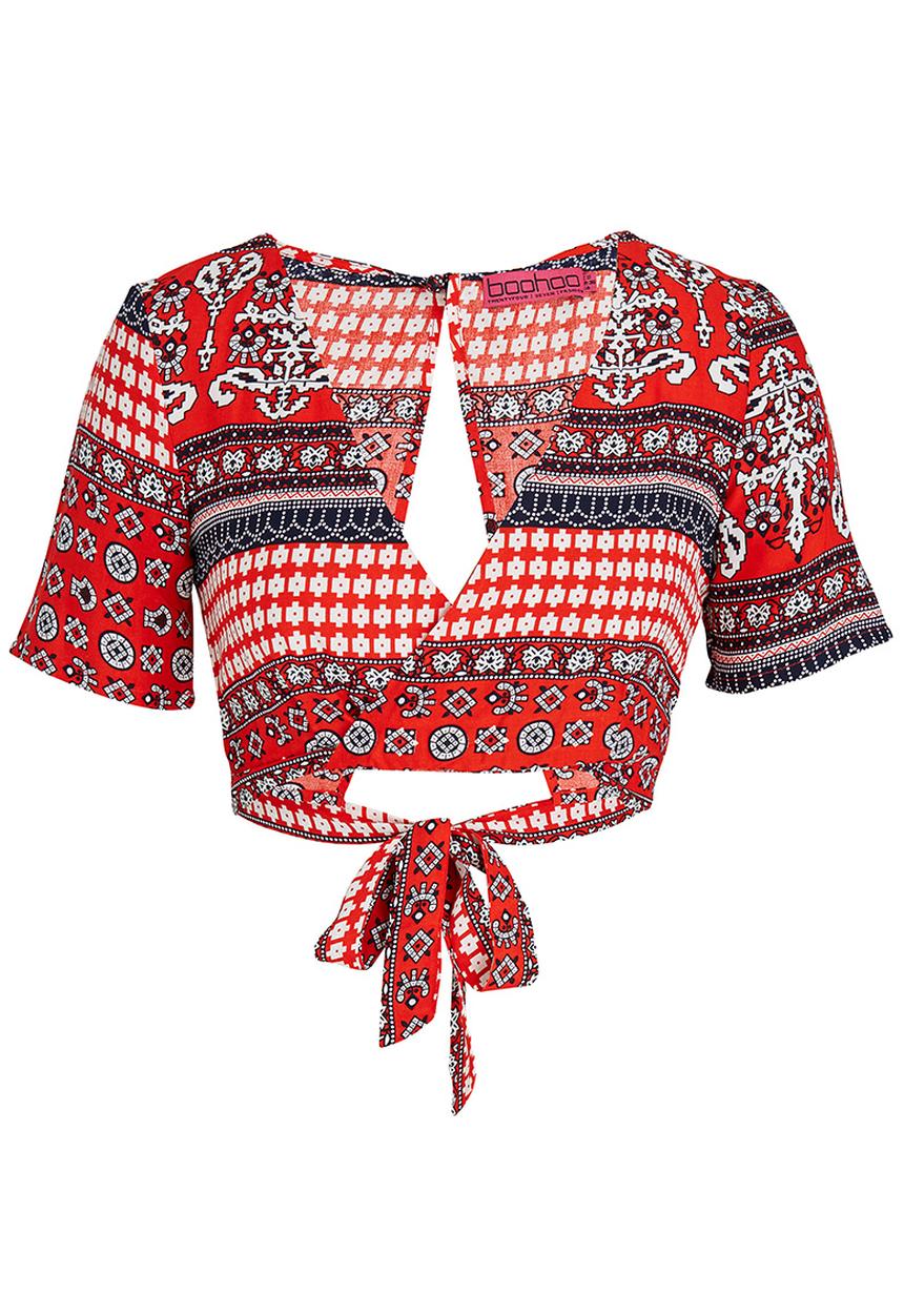 BoohooDNU - Wrap Cropped Top Multi-colour