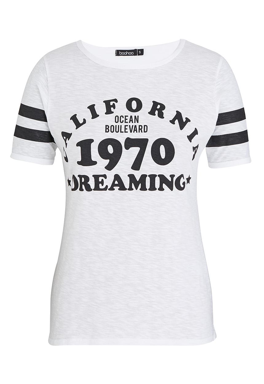 BoohooDNU - California Dreaming Slub T-shirt White