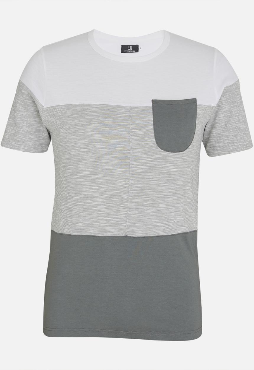 STYLE REPUBLIC - Tri Blocked Pocket Tee Grey