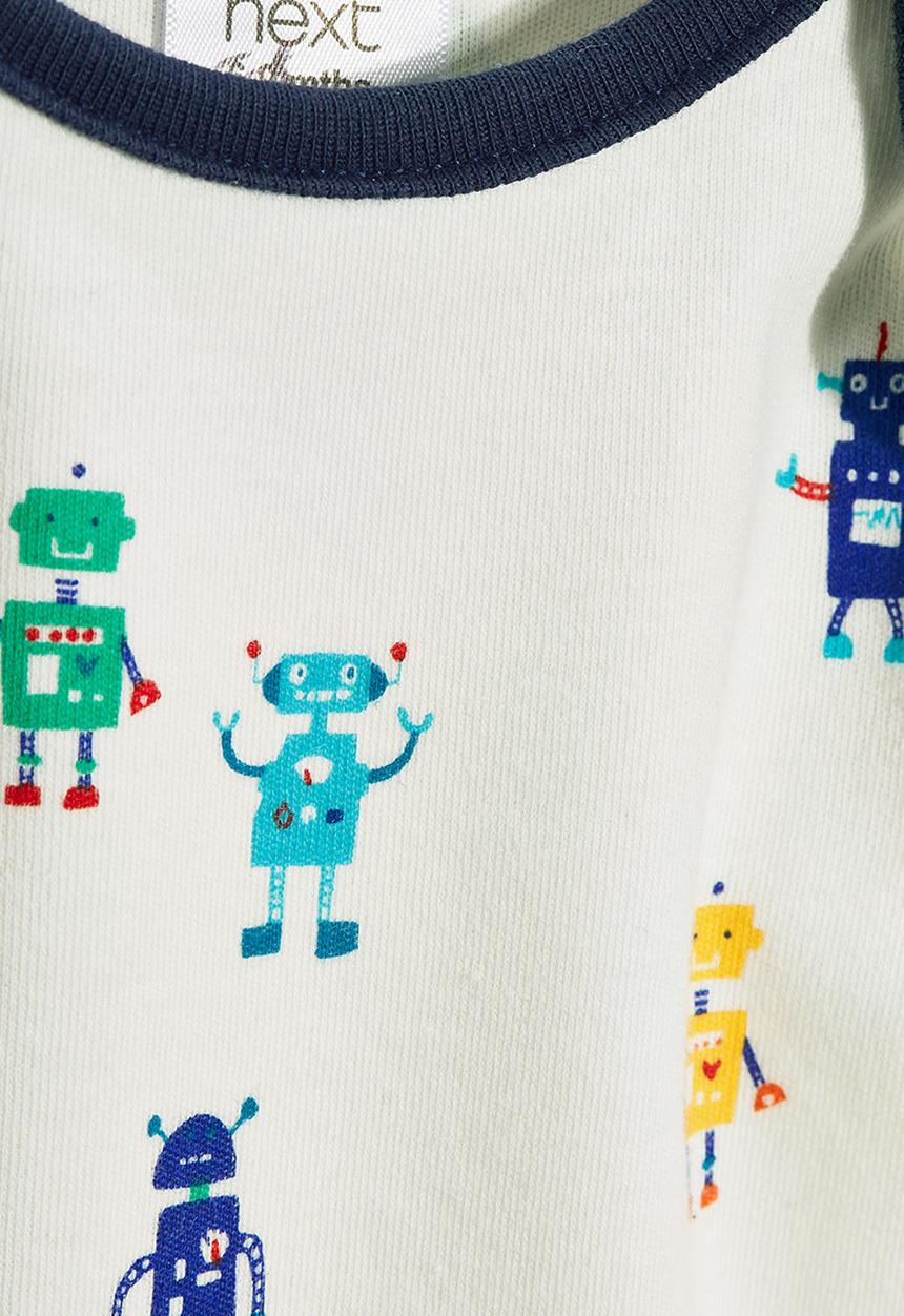 Next - Three Pack Long Sleeve Robot Bodysuits Multi-colour