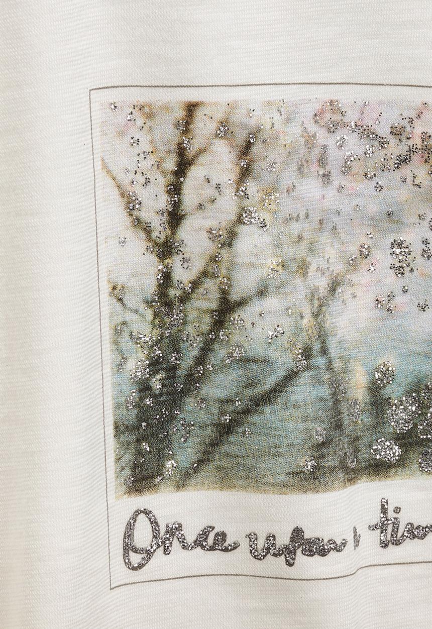 Next - Ecru Winter Scene T-Shirt Milk