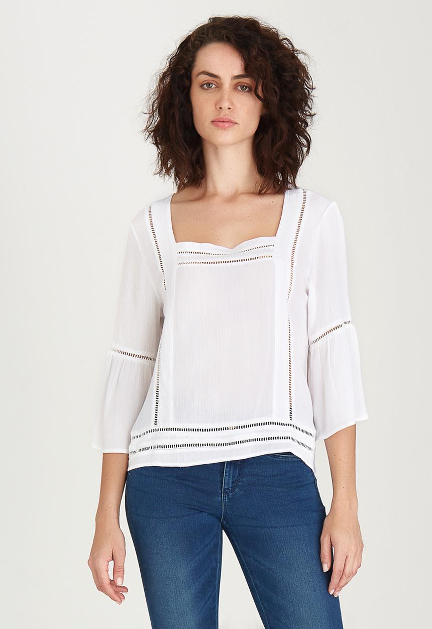 edit - Gypsy Blouse with Ladder Lace Detail White