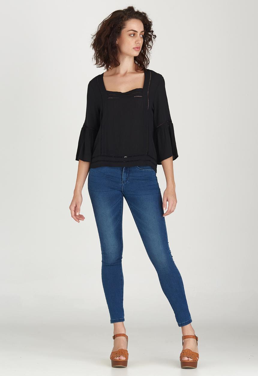 edit - Gypsy Blouse with Ladder Lace Detail Black
