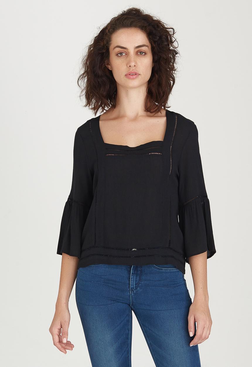 edit - Gypsy Blouse with Ladder Lace Detail Black