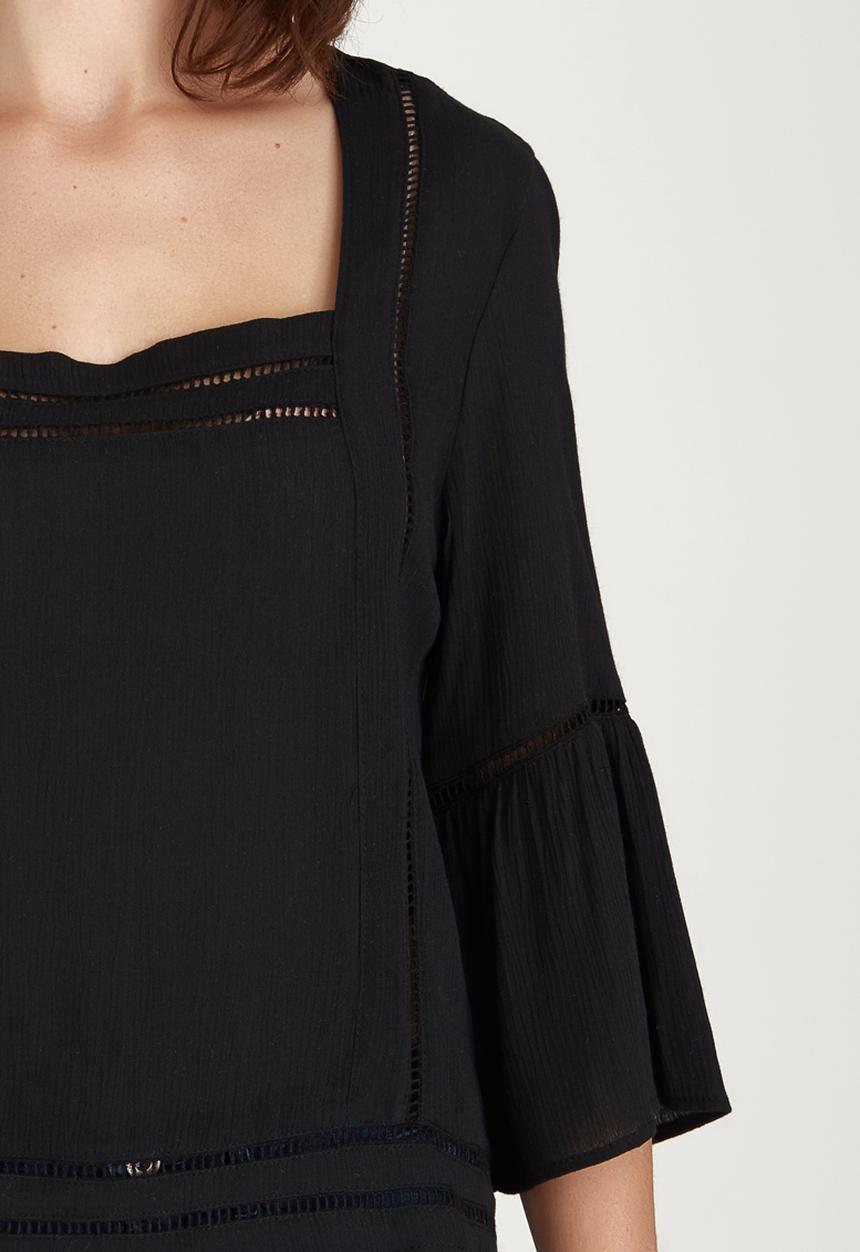 edit - Gypsy Blouse with Ladder Lace Detail Black