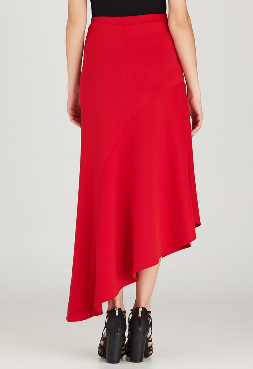edit - Maxi Skirt with Asymmetrical Hemline Dark Red