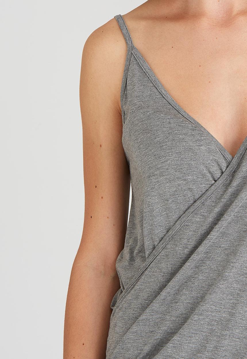 STYLE REPUBLIC - Cross Over Drape Cami Grey