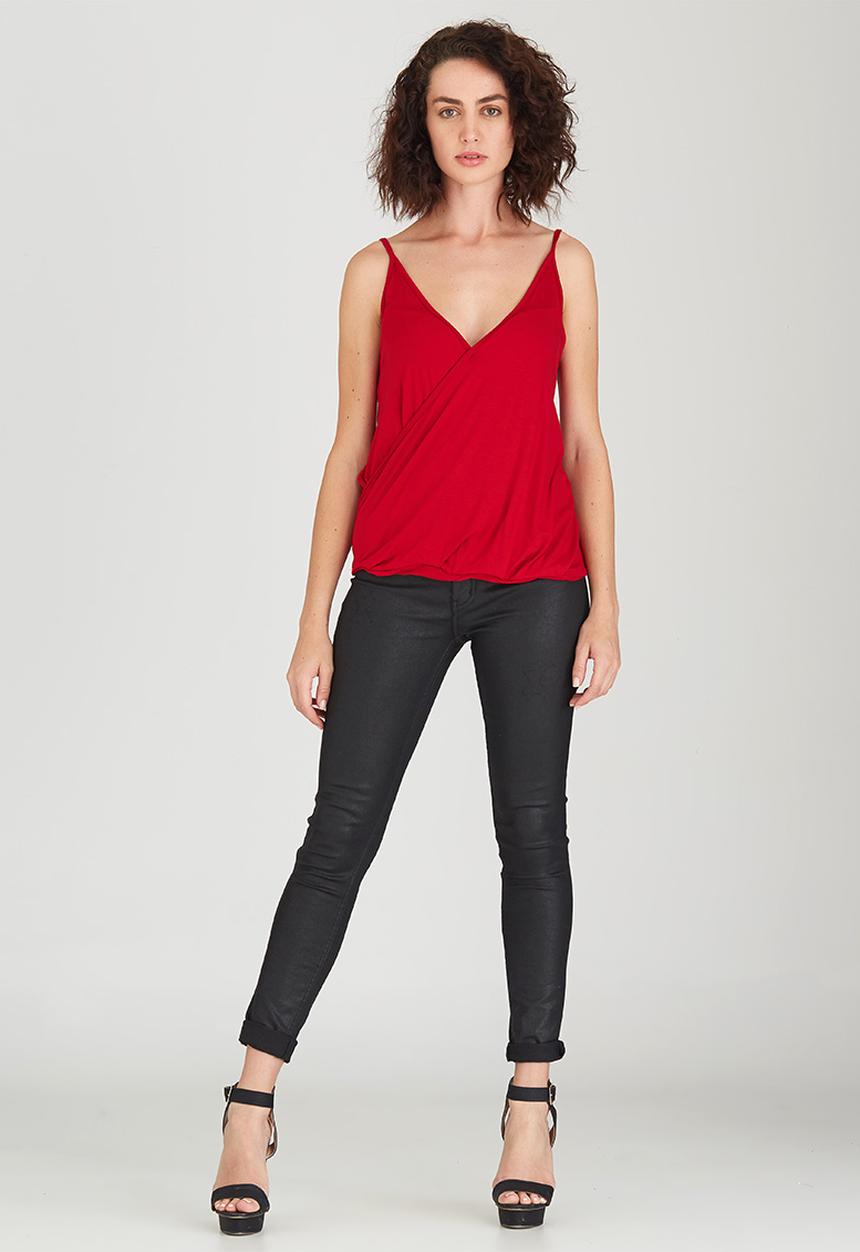 STYLE REPUBLIC - Cross Over Drape Cami Red