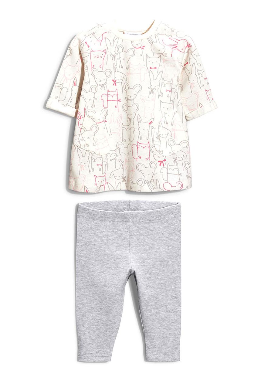 Next - Ecru Cat Print Tunic And Leggings Set Pale Pink